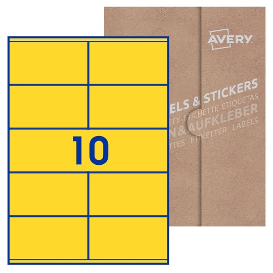 Hoja blanca con 10 etiquetas rectangulares 105x57mm con embalaje de papel