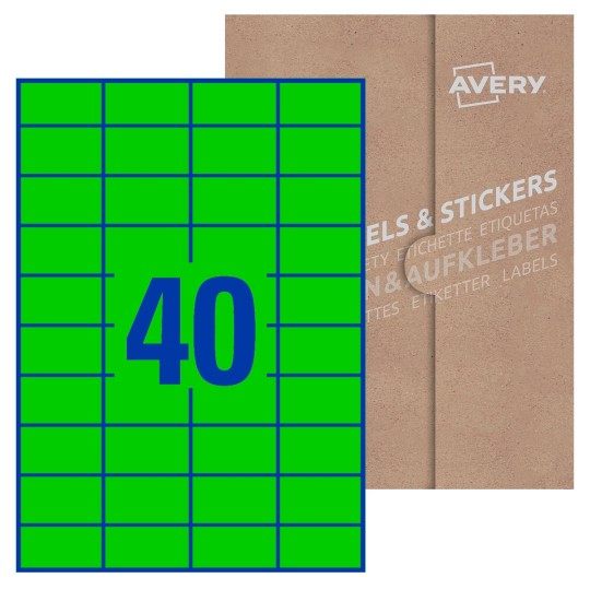 Hoja blanca con 40 etiquetas rectangulares 52x30mm con embalaje de papel
