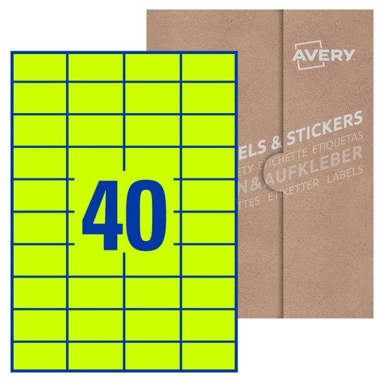 Hoja blanca con 40 etiquetas rectangulares 52x30mm con embalaje de papel