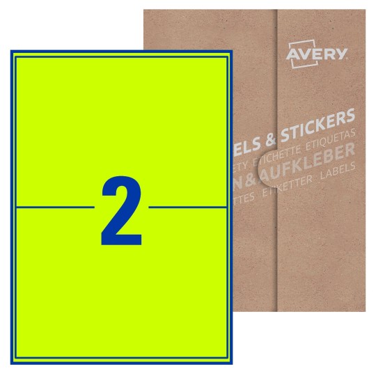 Hoja blanca con 2 etiquetas rectangulares 200x142mm con embalaje de papel