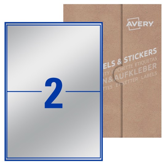 Hoja blanca con 2 etiquetas rectangulares 200x142mm con embalaje de papel