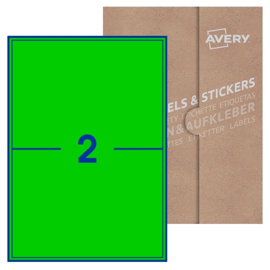 Hoja blanca con 2 etiquetas rectangulares 200x144mm con embalaje de papel