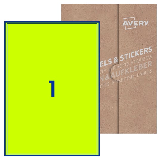 Hoja blanca con 1 etiqueta rectangular 200x289mm con embalaje de papel