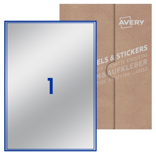 Hoja blanca con 1 etiqueta rectangular 200x289mm con embalaje de papel