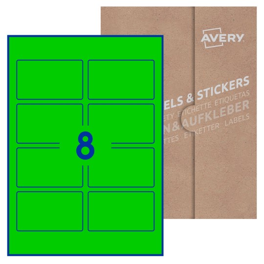 Hoja blanca con 10 etiquetas rectangulares 90x54mm con embalaje de papel
