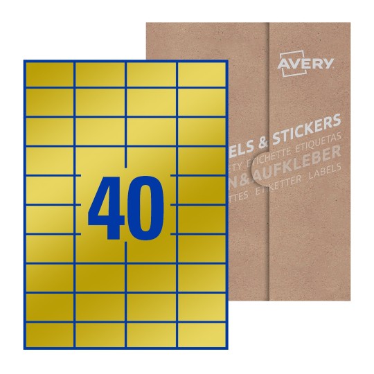 Hoja blanca con 40 etiquetas rectangulares 52x30mm con embalaje de papel - Etiquetas adhesivas rectangulares 52 x 30 mm 