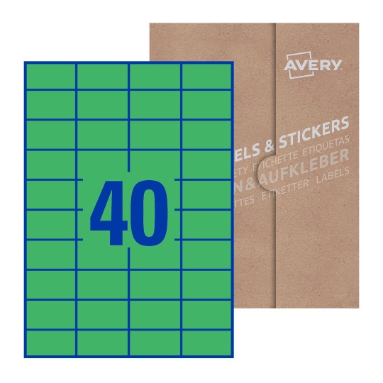 Hoja blanca con 40 etiquetas rectangulares 52x30mm con embalaje de papel - Etiquetas adhesivas rectangulares 52 x 30 mm 