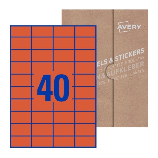 Hoja blanca con 40 etiquetas rectangulares 52x30mm con embalaje de papel - Etiquetas adhesivas rectangulares 52 x 30 mm 
