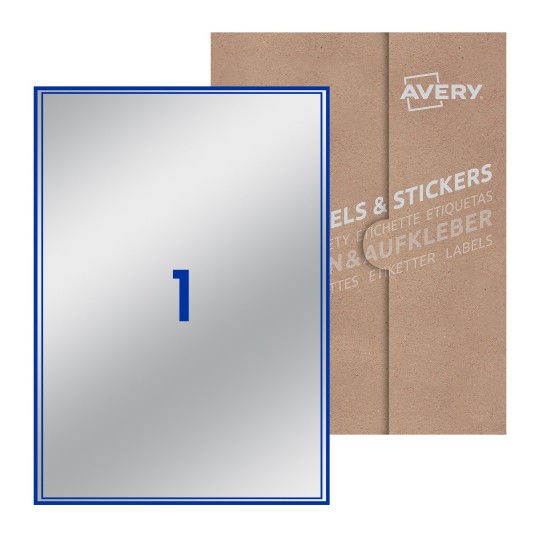 Hoja blanca con 1 etiqueta rectangular 200x289mm con embalaje de papel - Etiquetas adhesivas rectangulares Avery 200 x 289mm