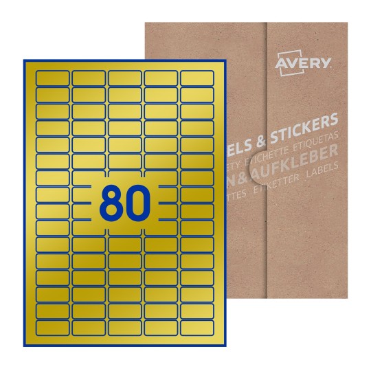 Hoja blanca con 80 etiquetas rectangulares 36x17mm con embalaje de papel - Etiquetas adhesivas rectangulares Avery 36 x 17mm