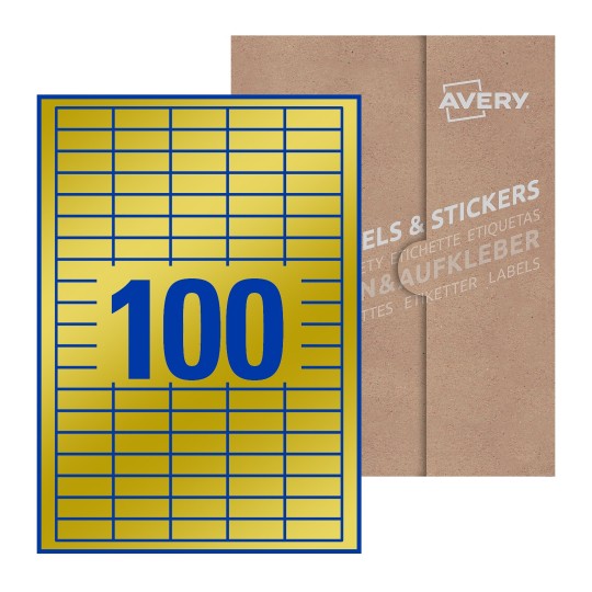 Hoja blanca con 100 etiquetas rectangulares 37x14mm con embalaje de papel - Etiquetas adhesivas rectangulares 37 x 14 mm 
