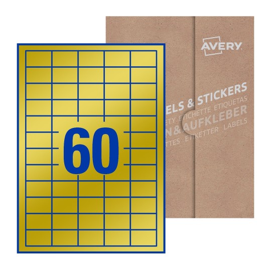 Hoja blanca con 60 etiquetas rectangulares 37x23mm con embalaje de papel - Etiquetas adhesivas rectangulares 37 x 23 mm