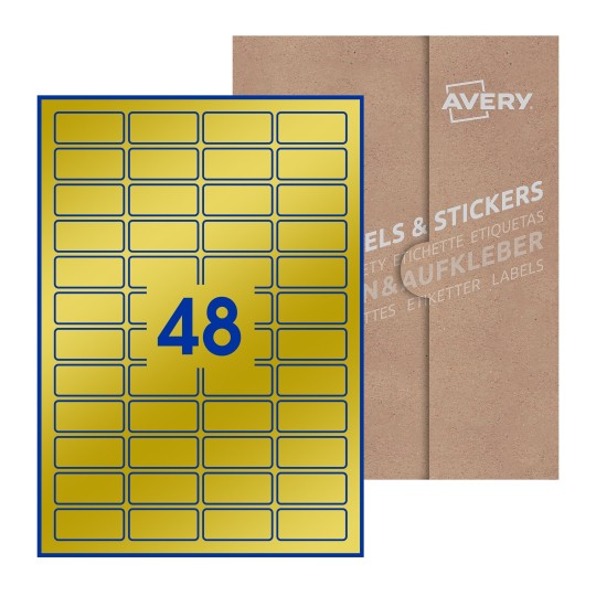 Hoja blanca con 48 etiquetas rectangulares 46x21mm con embalaje de papel - Etiquetas adhesivas rectangulares Avery 46 x 21mm 
