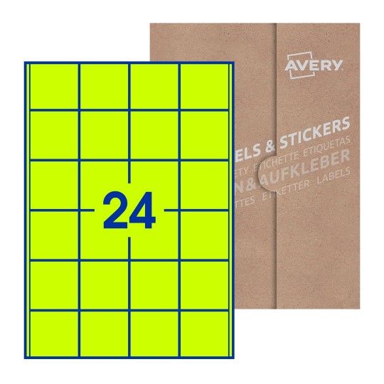 Hoja blanca con 15 etiquetas cuadradas de 50x50 mm con embalaje de papel - Etiquetas adhesivas cuadradas Avery 50 x 50mm