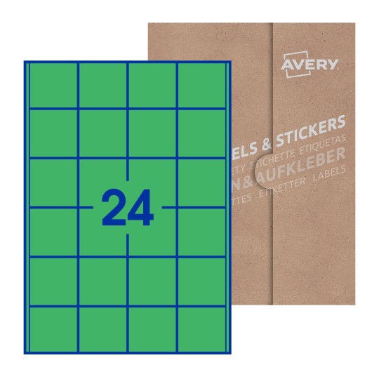 Hoja blanca con 15 etiquetas cuadradas de 50x50 mm con embalaje de papel - Etiquetas adhesivas cuadradas Avery 50 x 50mm