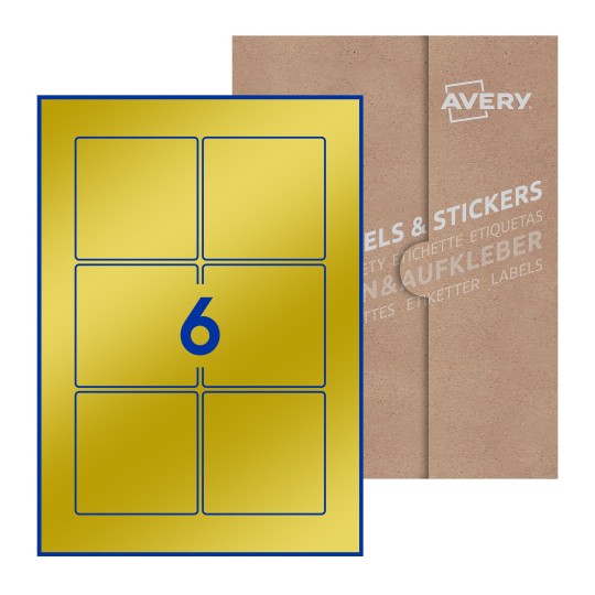 Hoja blanca con 8 etiquetas cuadradas de 80x80mm con embalaje de papel - Etiquetas adhesivas cuadradas Avery 80 x 80mm