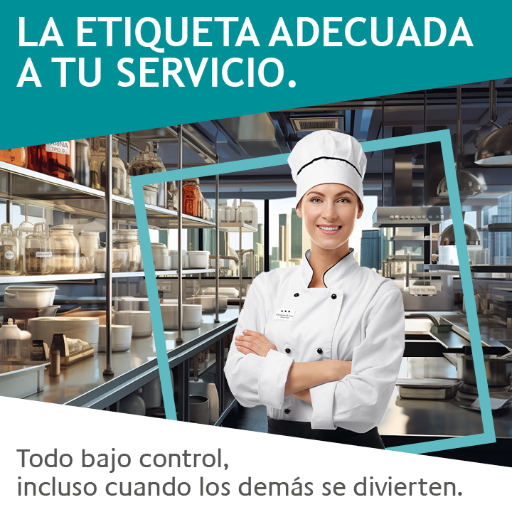 Banner Cocinar en una cocina con escrita la etiqueta adecuada a tu servicio
