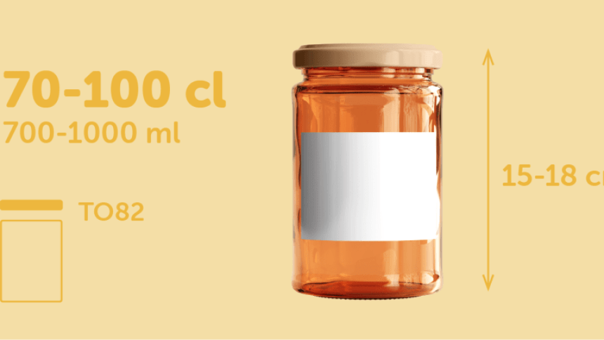 Tarro de miel con etiqueta rectangulares blanca 100x60mm para tarros de 700-1000 ml (70-100 cl) con una altura de 15-18 cm