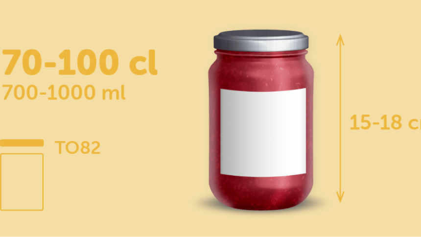 Tarro con etiqueta cuadrada blanca para tarros de 700-1000 ml (70-100 cl) con una altura de 15-18 cm