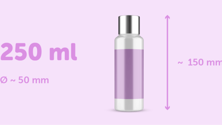Tamaños recomendados para las etiquetas de los frascos de cosméticos