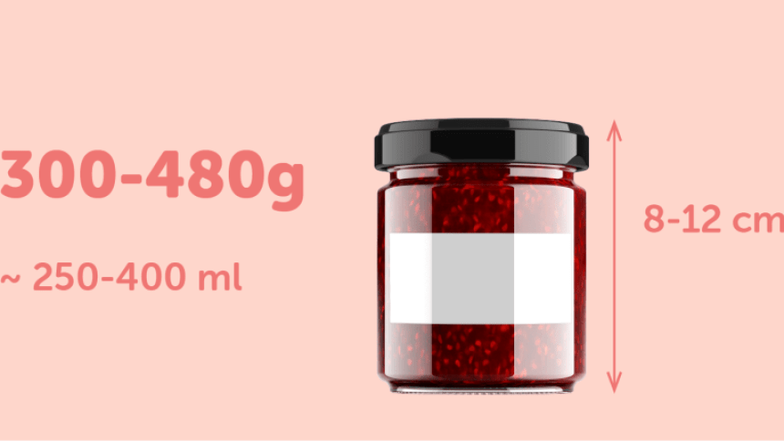 Tarros de 250-400ml que pueden contener 300-480gr de mermelada