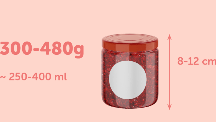 Tarros de 250-400ml que pueden contener 300-480gr de mermelada