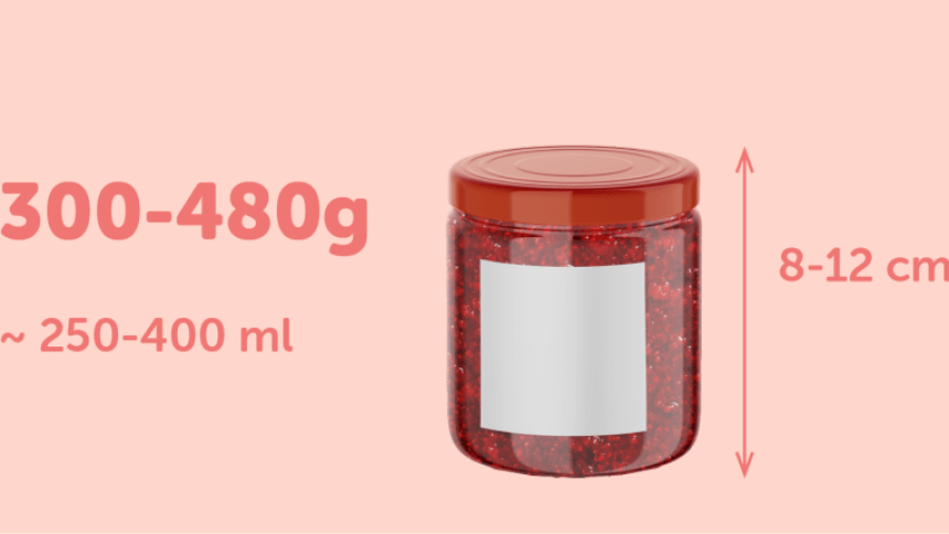 Tarros de 500-700ml que pueden contener 600-850gr de mermelada