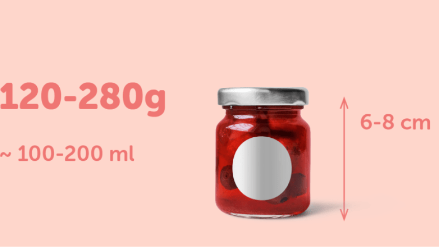 Tarros de 100-200ml que pueden contener 120-280gr de mermelada