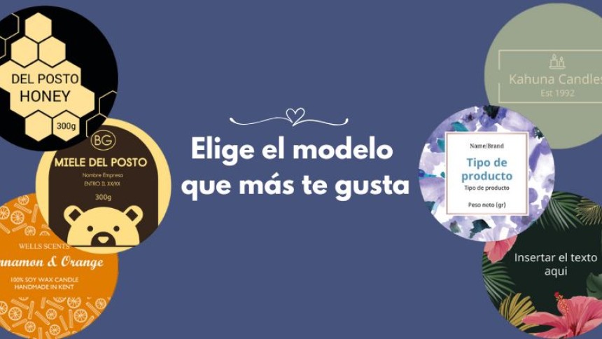 Banner con texto elige la plantilla que más te guste y varias plantillas predefinidas para etiquetas