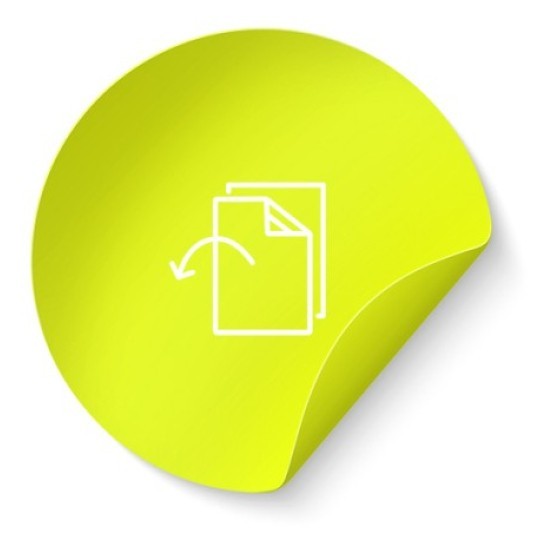 Etiqueta adhesiva redonda que muestra el material: papel amarillo fluorescente removible