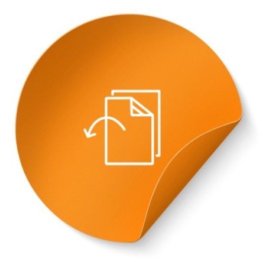 Etiqueta adhesiva redonda que muestra el material: papel naranja fluorescente removible