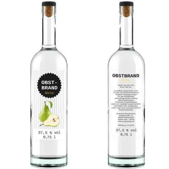 Dos botellas con etiquetas transparentes personalizadas