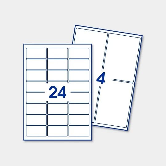 Etiquetas en hojas rectangulares