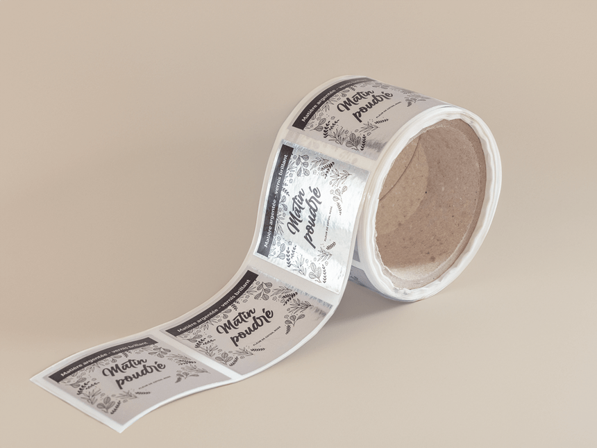 etiquetas cuadradas en rollo personalizadas