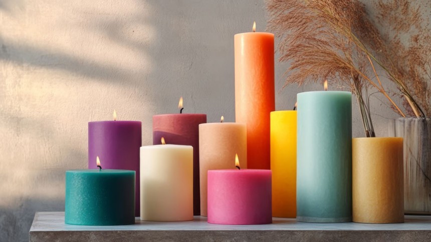 Muchas velas de colores
