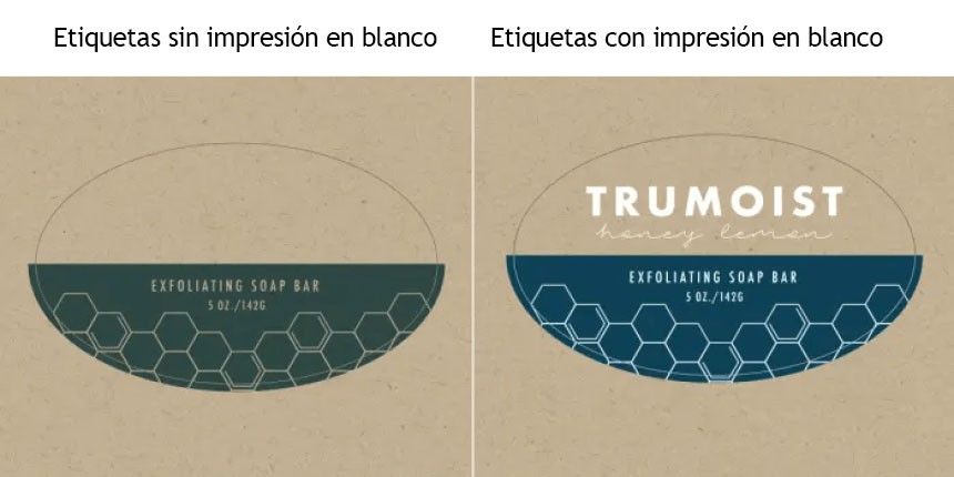 Diferencia entre una etiqueta con impresión en blanco y una sin