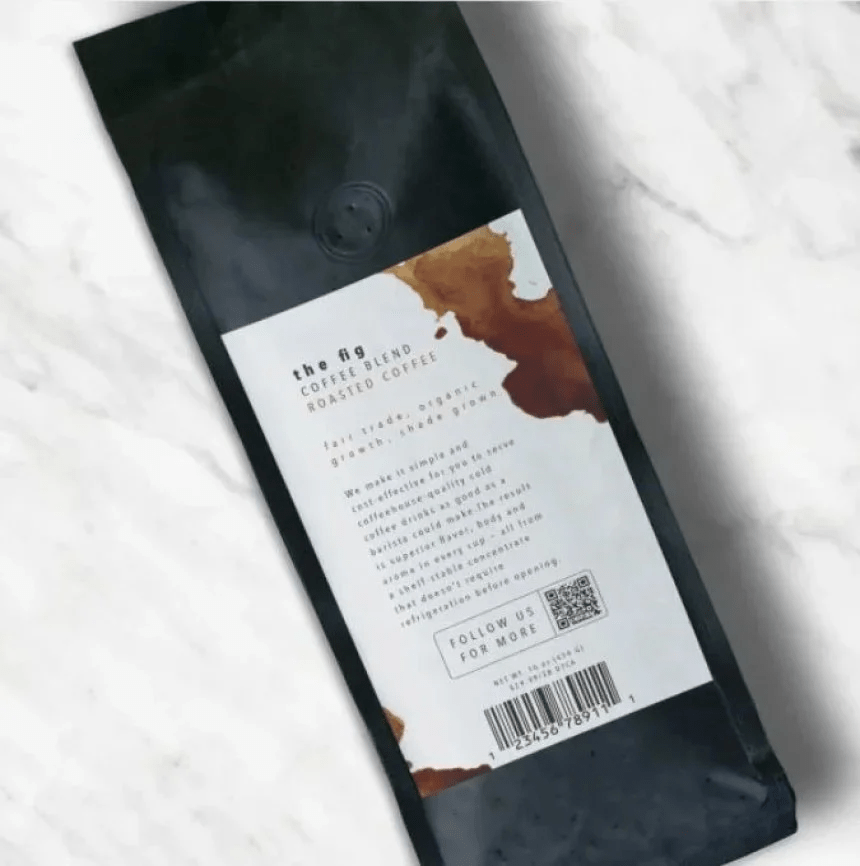 Mezcla de café con etiqueta de código de barras para identificarla