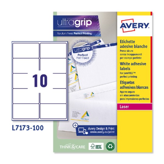 Etiquetas adhesivas blancas Ultragrip L7173-100 Contenido: 1000 Etiquetas / 100 Hoja