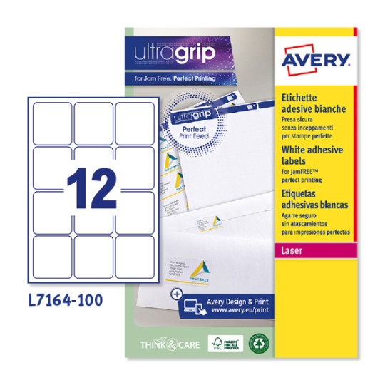 Etiquetas adhesivas blancas Ultragrip L7164-100 Contenido: 1200 Etiquetas / 100 Hoja