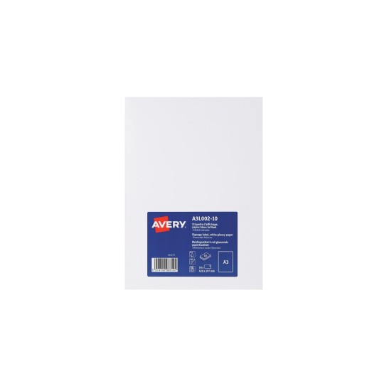 Etiquetas A3 en papel blanco brillante A3L002-10