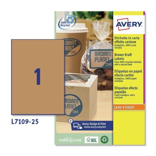 Etiquetas adhesivas en papel kraft L7109-25 210 x 297 mm