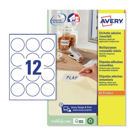 Etiquetas adhesivas removibles L7104REV-20 Contenido: 240 Etiquetas / 20 Hoja