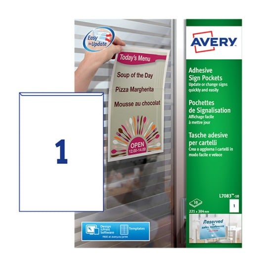 Bolsillos adhesivos para carteles L7083-10