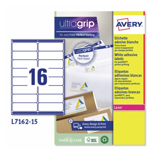 Etiquetas adhesivas blancas Ultragrip L7162-15 Contenido: 240 Etiquetas / 15 Hoja