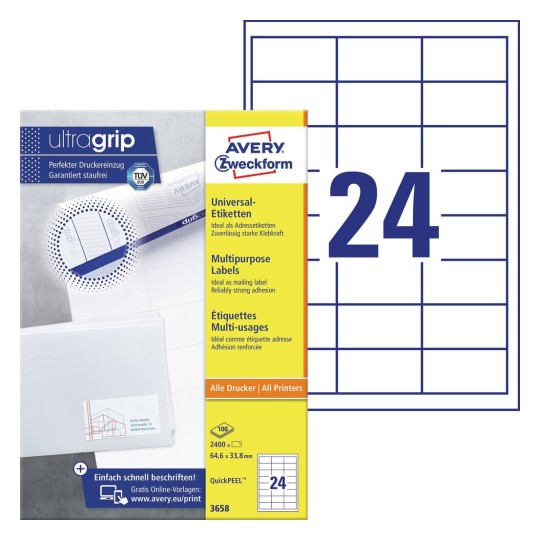 Etiquetas blancas multiuso 3658 Contenido: 2400 Etiquetas / 100 Hojas
