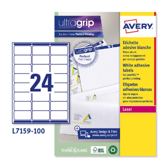 Etiquetas adhesivas blancas Ultragrip L7159-100 Contenido: 2400 Etiquetas / 100 Hoja