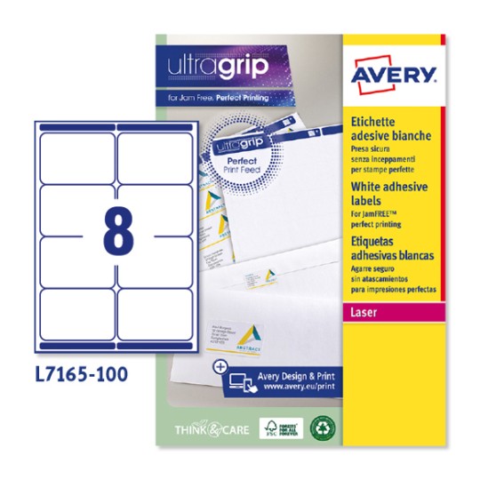 Etiquetas adhesivas blancas Ultragrip L7165-100 Contenido: 800 Etiquetas / 100 Hoja
