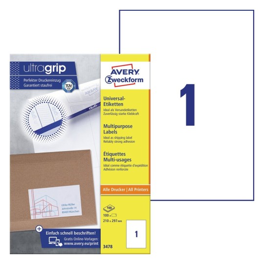 Etiquetas blancas multiuso 3478 Contenido: 100 Etiquetas / 100 Hojas