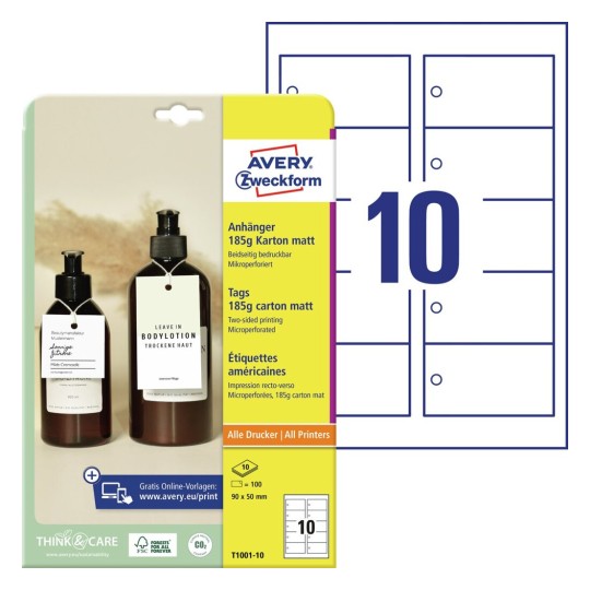 Etiquetas colgantes imprimibles de cartón T1001-10