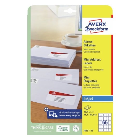Etiquetas adhesivas en papel blanco J8651-25